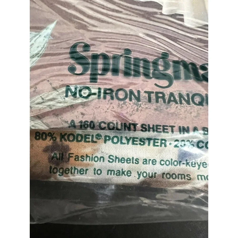 Vintage Springmaid No-Iron Tranquility Genie Double Fitted & Flat Sheets NWT NOS